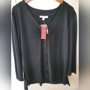 NWT JM Collection Button Down Smooth Blouse Top Sz XL